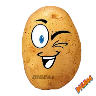 😉 DIGE44 kentang, kartun, makanan, sayur, lucu, emoji, wajah telegram sticker