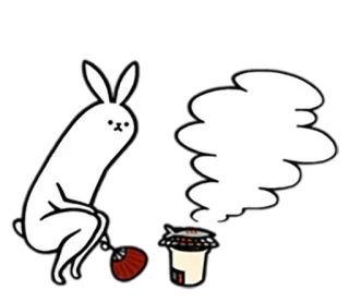 🍤 lapin, dessin animé, fan, cuisine, feu de camp whatsapp sticker