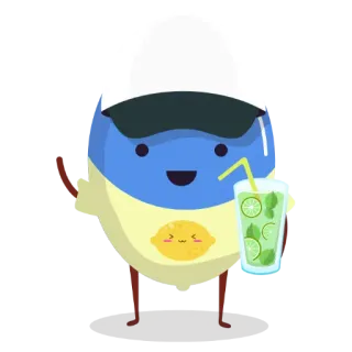 😊 การ์ตูน, มะนาว, เครื่องดื่ม, โมฮิโต้, น่ารัก, คาวาอิ telegram sticker