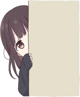 😮 Anime, Chica, Linda, Escondida, Tímida, Kawaii, Dibujos animados telegram sticker