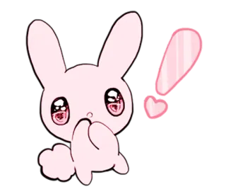 😮 fofo, coelho, kawaii, rosa, coração, desenho animado, animal, adesivo telegram sticker