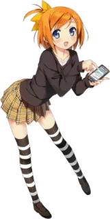 😳 Fille animé, Écolière, Cartoon, Manga, Cheveux orange, Chaussettes rayées whatsapp sticker