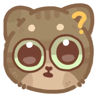 😐 кот, вопрос, стикер, милый, животное, в замешательстве, мультфильм whatsapp sticker