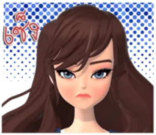 😒 เซ็ง Kreskówka, Naklejka, Dziewczyna, Zła, Rozdrażniona telegram sticker