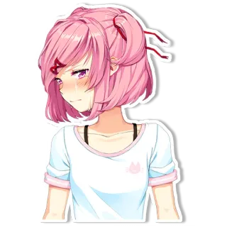 😢 Natsuki Doki Doki Literature Club! Аниме, Манга, Милый, Грустный, Розовые волосы, Доки-доки whatsapp sticker