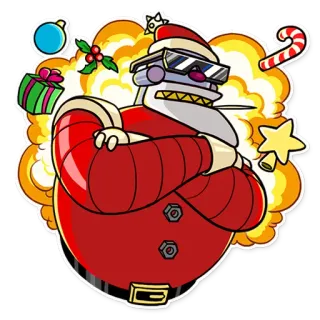 😎 Navidad, Papá Noel, robot, festivo, fiestas, dibujos animados telegram sticker