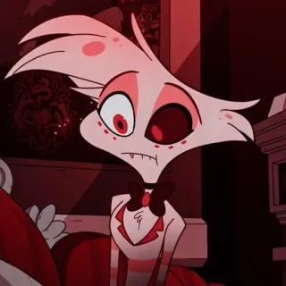 💝 Angel Dust Hazbin Hotel cartoni animati, animazione, demone, hotel, rosso, bianco, anime telegram sticker