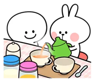 ☕️ té, conejo, lindo, dibujos animados, bebida, amigos telegram sticker