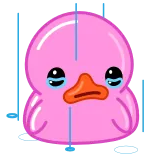 🥺 mignon, kawaii, rose, canard, dessin animé, autocollant, pleurer, triste whatsapp sticker