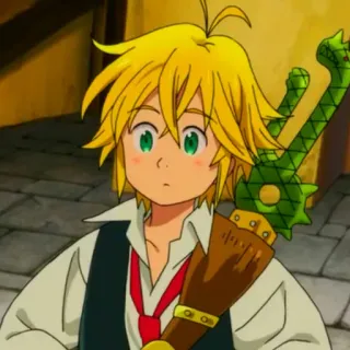 👀 Meliodas Seven Deadly Sins Аниме, Персонаж, Мелиодас, Семь смертных грехов, Меч, Блондин, Зеленые глаза, Мультфильм telegram sticker