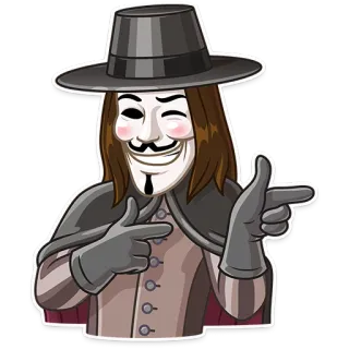 👈 V V for Vendetta Guy Fawkes, V for Vendetta, mask, character, movie telegram sticker