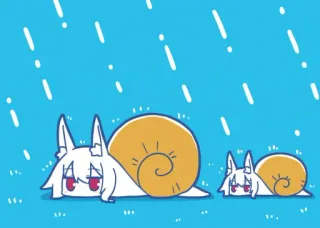 🦊 caracol, desenho animado, chuva, fofo, animal telegram sticker