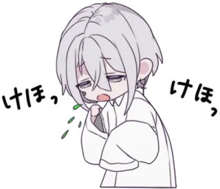 🍙 けほっ Anime, Chibi, Husten, Krank, Traurig telegram sticker