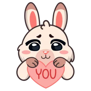 ❤️ YOU lapin, amour, cœur, mignon, animal whatsapp sticker