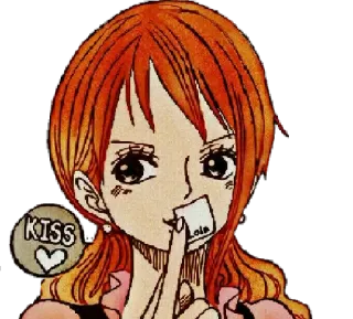 🤫 Nami One Piece KISS อนิเมะ, วันพีซ, นามิ, การ์ตูน, จูบ, สติกเกอร์ telegram sticker
