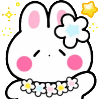 ⭐ 토끼, 귀여운, 꽃, 카와이, 스티커 telegram sticker