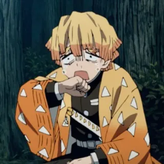 💛 Zenitsu Agatsuma Demon Slayer anime, demon slayer, zenitsu, character, worried, scared whatsapp sticker