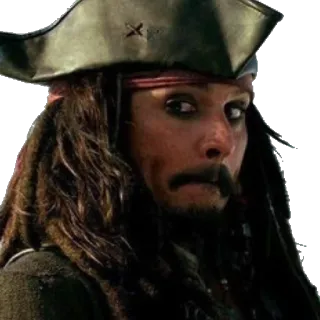 😕 Captain Jack Sparrow Pirates of the Caribbean bajak laut, kapten, film, Sparrow, Johnny Depp telegram sticker