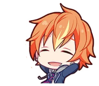 🎤 Anime, Chibi, Cartoon, Fröhlich, Orange Haare, Lächelnd telegram sticker