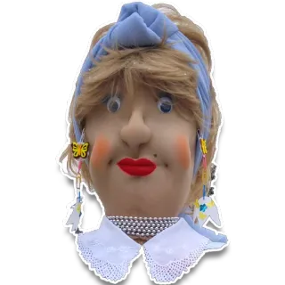 👩 muñeca, marioneta, mujer, cabeza, retrato, decoración whatsapp sticker