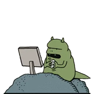 😑 monster, computer, gaming, cartoon, character, digital, humor telegram sticker