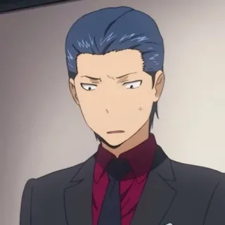 💙 anime, man, suit, serious, expression telegram sticker