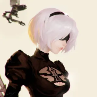 🎨 2B Nier: Automata android, gra, anime, yorha, 2b, nier, automata, postać telegram sticker