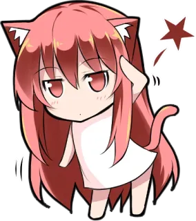 👍 Anime, Ragazza gatto, Chibi, Kawaii, Capelli rossi, Carino whatsapp sticker