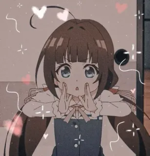 💗 Anime, Lindo, Chica, Corazones, Brillos, Dibujos animados telegram sticker