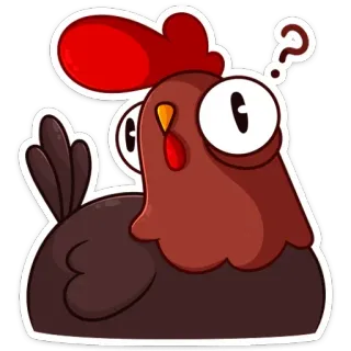 ❓ chicken, bird, question mark, cartoon, animal, poultry, farm telegram sticker