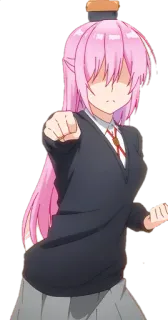 🤜 anime, gadis, rambut merah muda, karakter, kartun whatsapp sticker