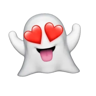 👻 fantasma, emoji, olhos de coração, amor, fofo telegram sticker