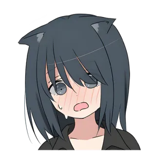 😳 anime, cô gái mèo, dễ thương, kawaii, đỏ mặt, lo lắng telegram sticker