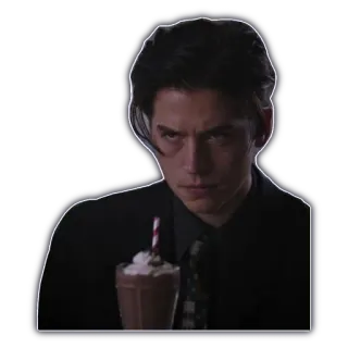 😤 Jughead Jones Riverdale serie de tv, personaje, drama adolescente, Riverdale, Jughead Jones, batido de chocolate, drama telegram sticker