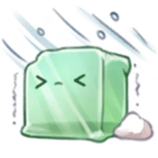 😣 зеленый куб, грустный, плачущий, лёд, мультик, стикер telegram sticker