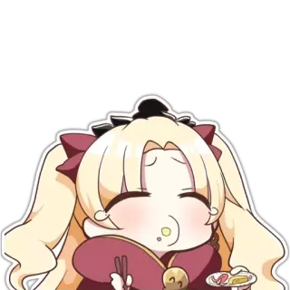 😊 fille anime, manger, mignon, kawaii, chibi, nourriture, autocollant telegram sticker