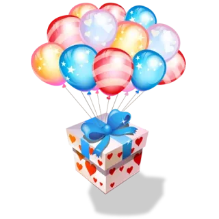 🎈 gift, balloons, present, celebration, birthday, hearts, festive whatsapp sticker