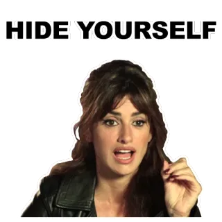 👄 HIDE YOURSELF nascondere, paura, spaventata, donna, attrice, film, film telegram sticker