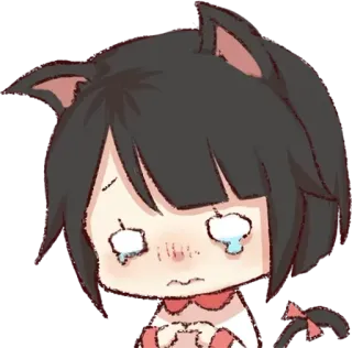 😢 สาวแมว, อนิเมะ, มังงะ, ร้องไห้, เศร้า, คาวาอิ, สติกเกอร์ telegram sticker