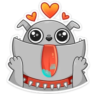 🤪 chien, dessin animé, coeur, autocollant, animal, mignon, collier whatsapp sticker