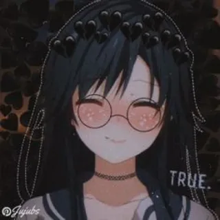 🖤 TRUE. Anime, Fille, Coeurs, Kawaii, Mignon, Lunettes telegram sticker