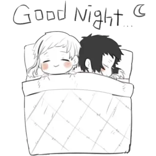 😪 Good Night gute Nacht, schlafend, süß, Chibi, kawaii, Mond telegram sticker