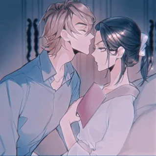 🍓 anime, pasangan, romansa, cinta, ilustrasi, seni telegram sticker