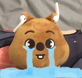😭 thú bông, khóc, buồn, tai nghe whatsapp sticker