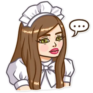 😐 ... Горничная, Аниме, Стикер, Женщина, Облачко telegram sticker