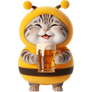 🍺 แมว, เบียร์, น่ารัก, สัตว์, เครื่องดื่ม, การ์ตูน, ภาพประกอบ whatsapp sticker