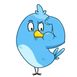 💪 burung, biru, kartun, karakter, kuat, otot telegram sticker