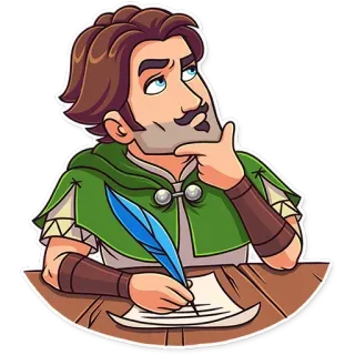 🤔 writer, thinking, pen, paper, man, writing, character telegram sticker