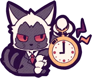 🕘 cat, animal, clock, time, suit, cartoon, character, creature telegram sticker