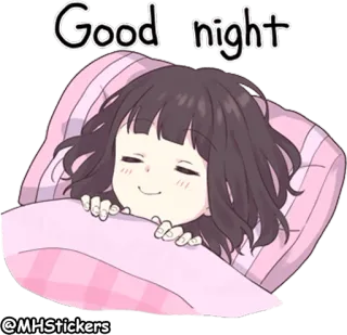 😴 Good night Спокойной ночи, Сон, Аниме, Мило, Девушка, Подушка, Кровать telegram sticker